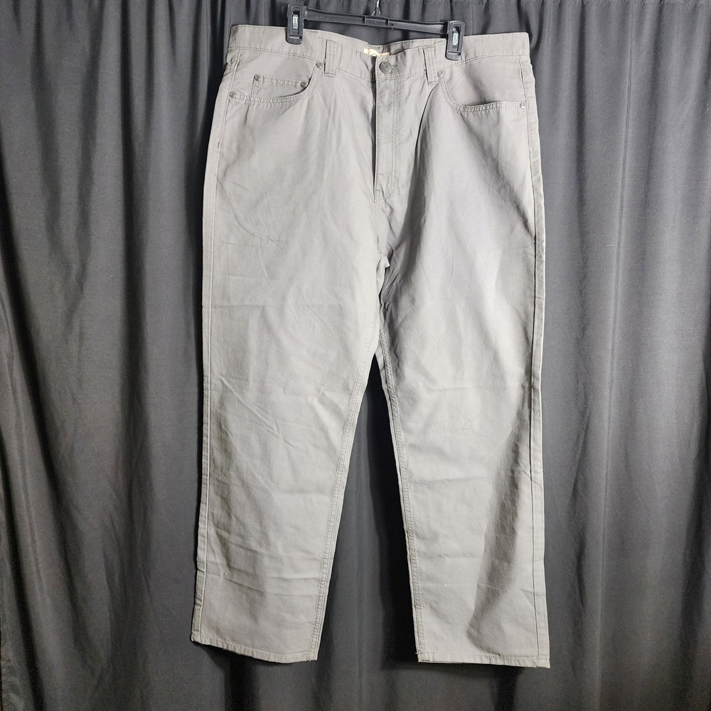 Blue Mountain Mens Grey Cotton Canvas Relaxed Fit 5-Pocket Pants 42x32